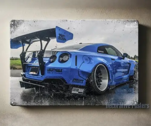 Skyline Gtr Liberty Walk Car Metal Poster Tin Sign 20x30cm