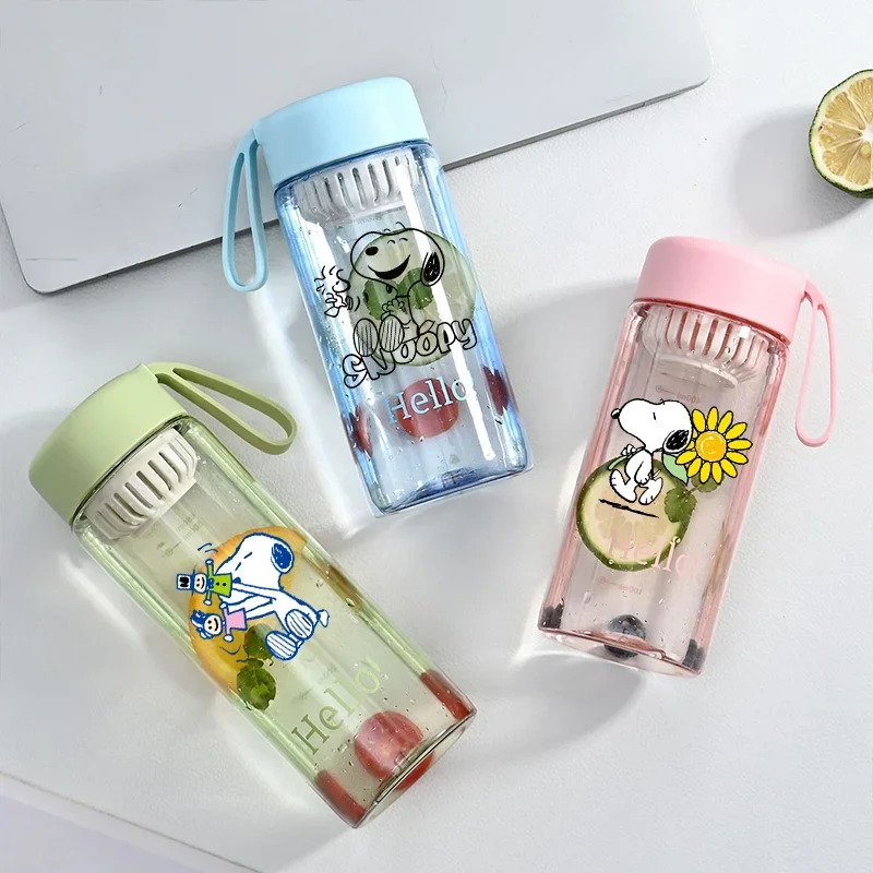 650ML Snoopy Cartoon Large Capacity Plastic Water Bottle Portable Leak Proof Water Bottle Student Outdoor Travel Water Cup