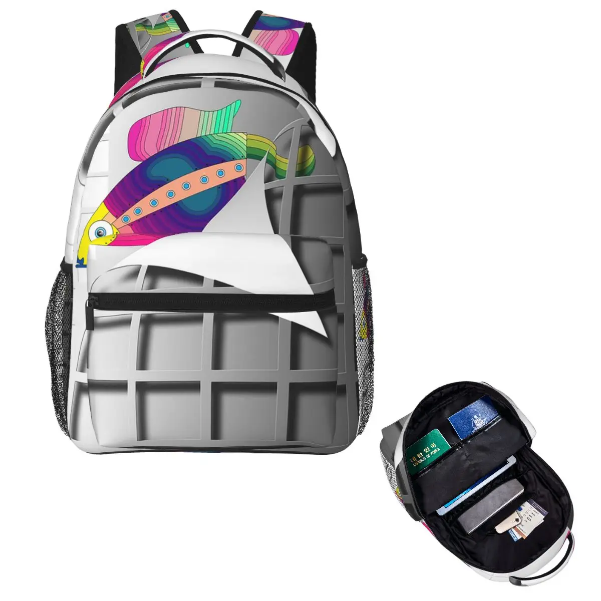

Fish Children's Species Digi ART Student Backpack School Bag Hiking Travel Daypack for Men Women Fashion Bookbag Shoulder Bags