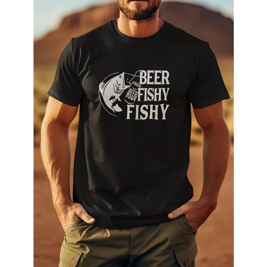 Beer Fishy Men'S Casual Summer Short Sleeve T-Shirt Round Neck Fashion Short Sleeve Sport T-Shirt Comfortable And Versatile Sui