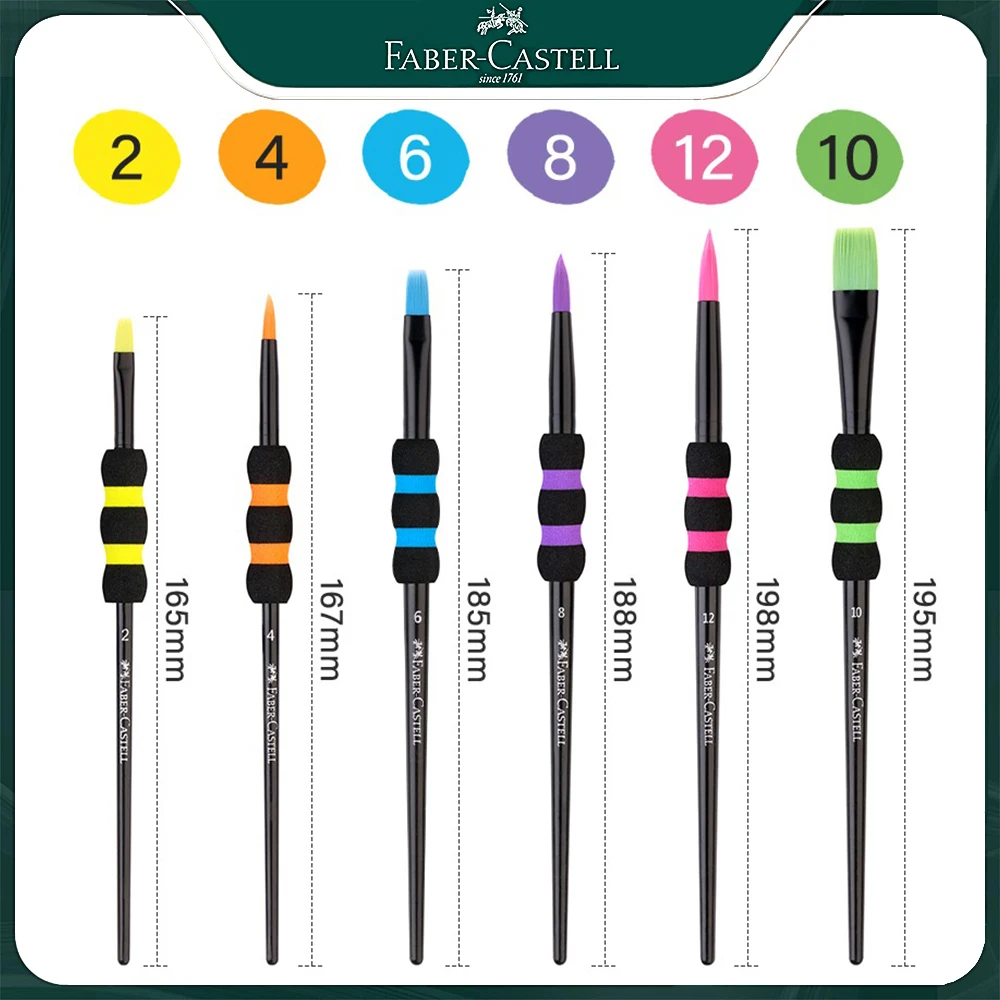 6PCS/Set Faber-Castell Watercolor Brush Art Student Professional Paintbrush Beginner's Hand Drawing Pen Kwaii School Stationery