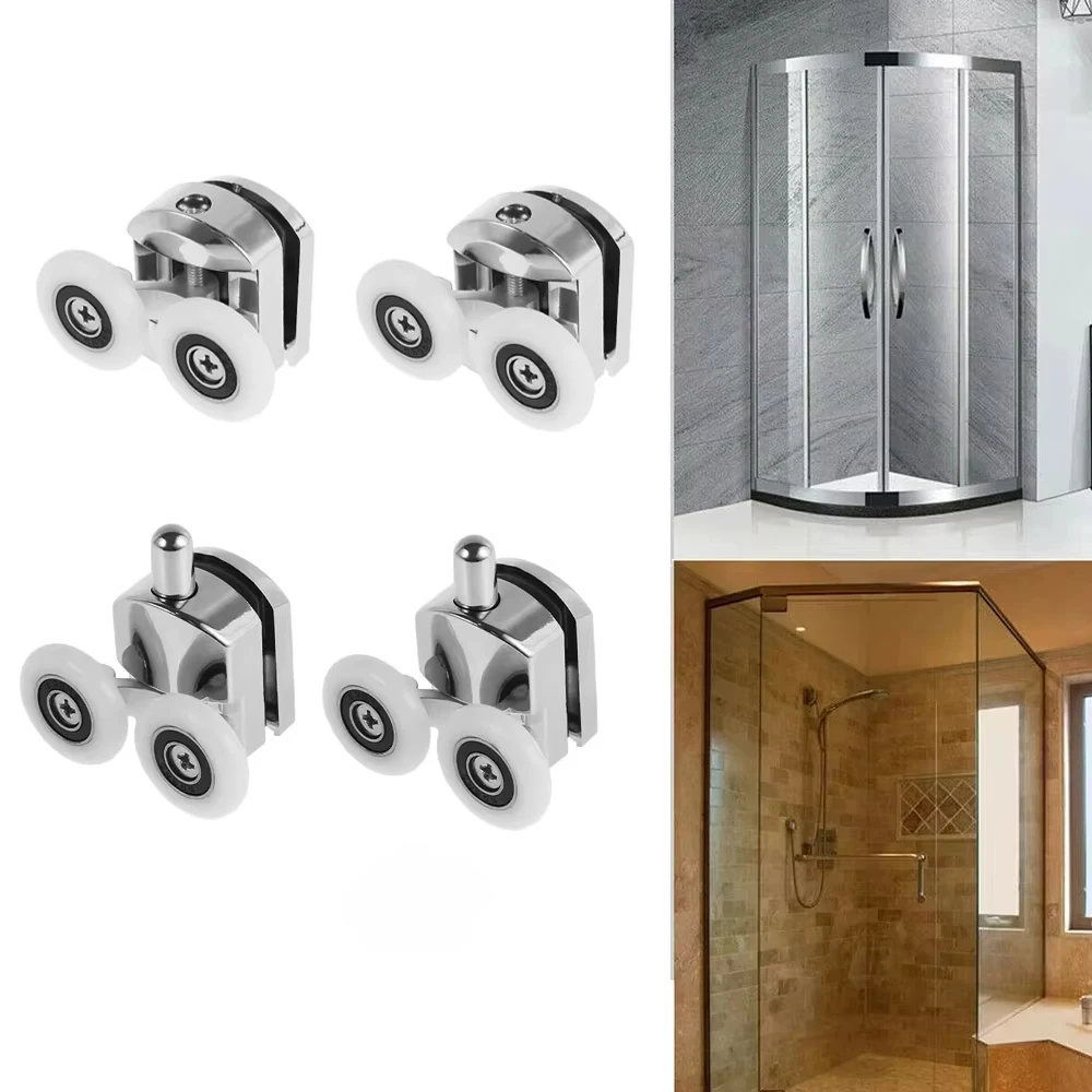 4/8/16Pcs Shower Screen Door Rollers Zinc Alloy Runners Wheels Twin Top Replacement Shower Wheel Runner Pulleys for12-14mm glass