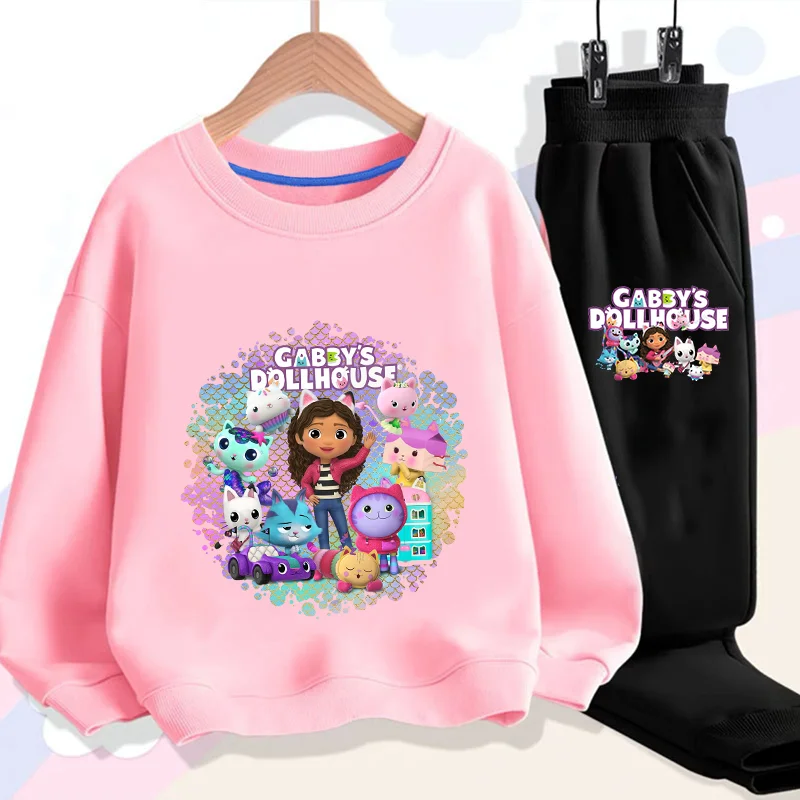 개비 인형 집 아동복 귀여운 애니메이션 만화 운동복 + 긴 바지 2 조각 봄 가을 아기 유아 소녀 Sweatsuits 선물