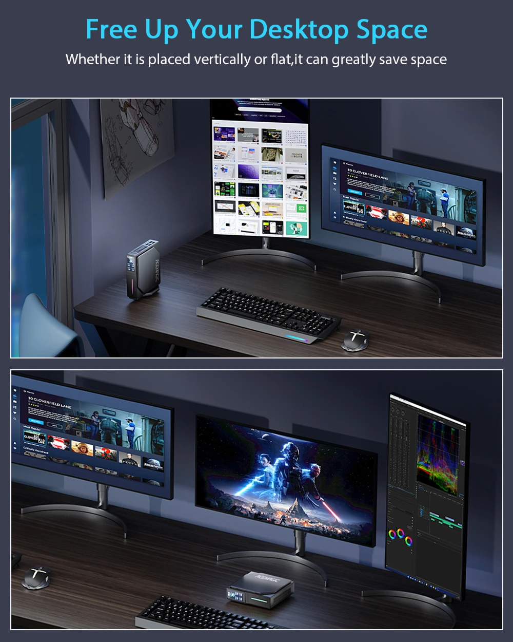 KAMRUI Mini PC S1 12th Alder Lake N97 Win 11 16GB DDR4 512GB M.2 SSD WIFI5 4K Display LCD Screen Mini Office Desktop Computer