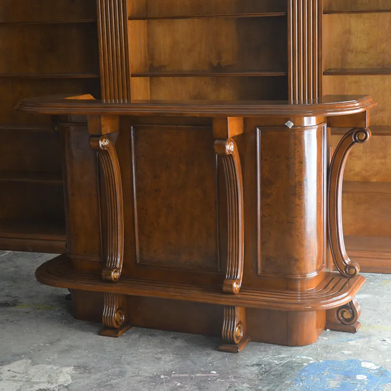 European style solid wood bar table luxury carved bar table home retro bar table old design cash register customization