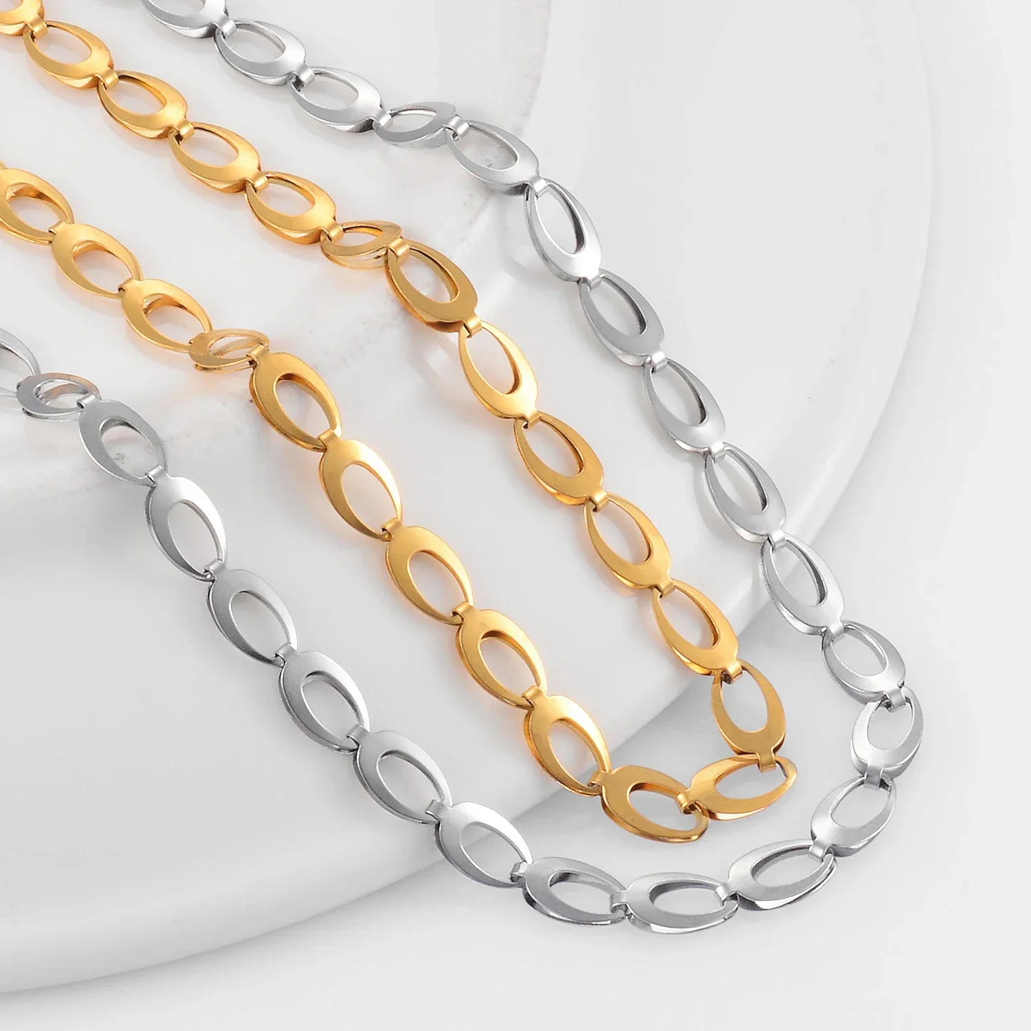 Nuevo Collar de acero inoxidable con cadena circular redonda, joyería para hombres y mujeres