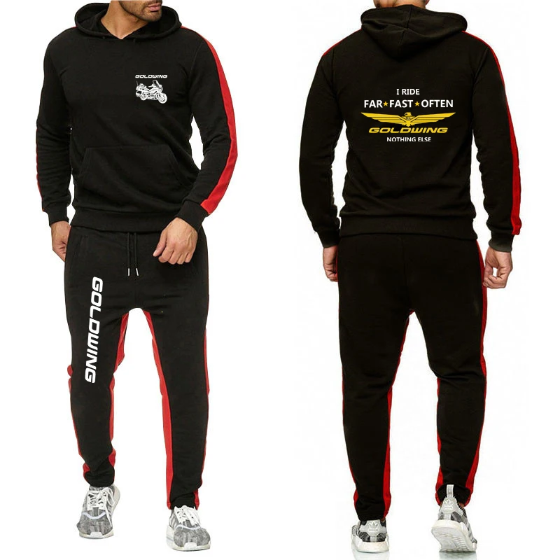 

2024 Men Goldwing GL1800 Motocycles Tracksuit Hoodie Sweatshirt and Sweatpant 2-piece Set Running Spring Jogging Sportswear Suit