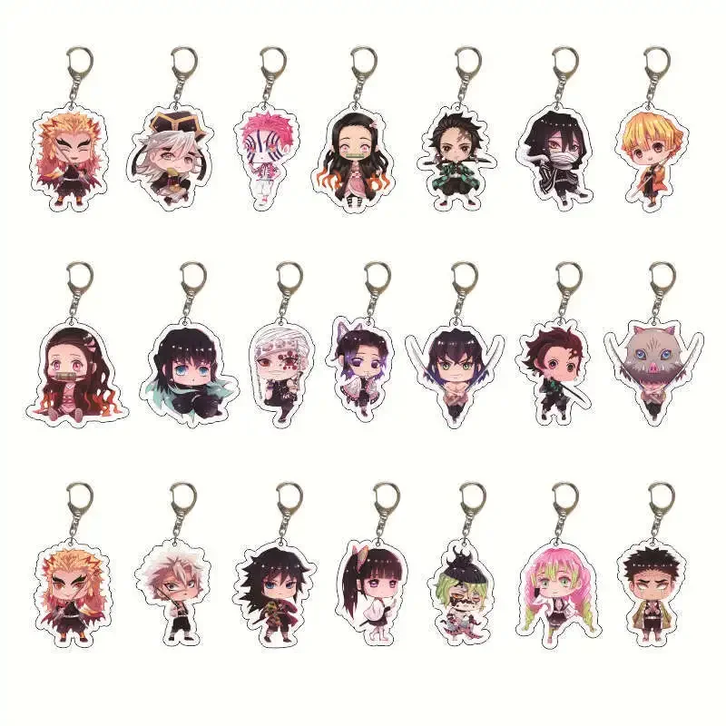 Tokitou Muichirou Keychain Tsuyuri Kanawo Kochou Shinobu Kanroji Mitsuri Akaza Acrylic Key Chain Anime Demon Slayer Pendant