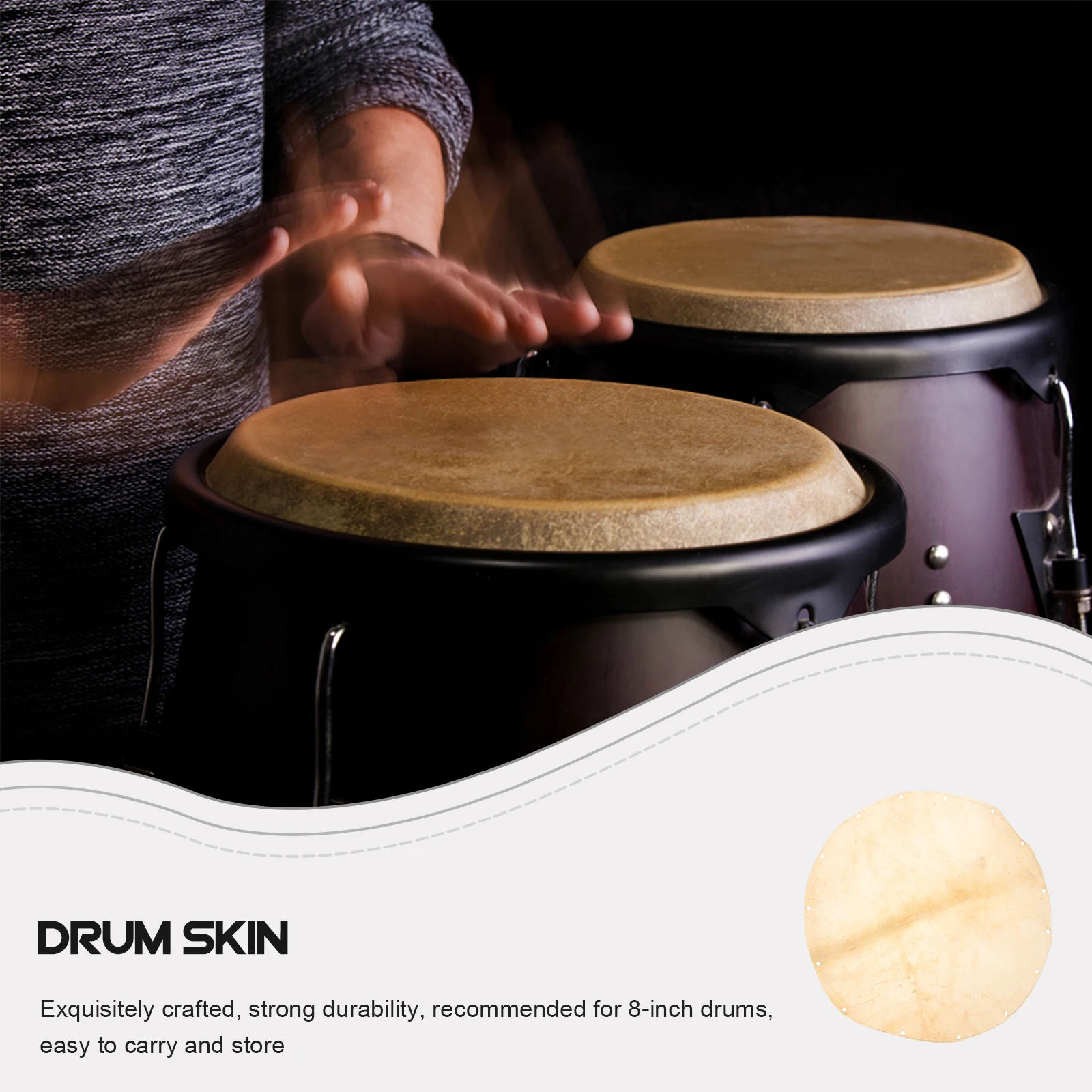 

1Pcs Premium Sheep Skin Drum Cover African Drum Skin Exquisite Replacement Accessory