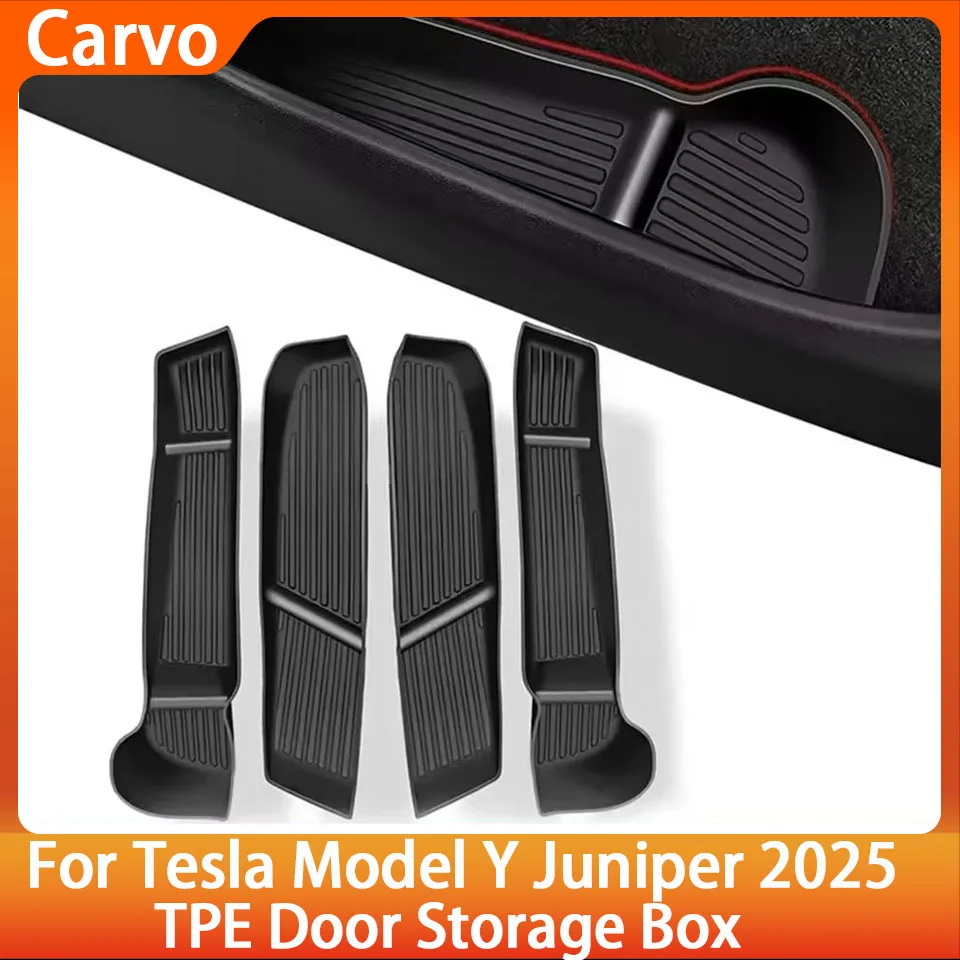 

Side Door Storage Box For Tesla New Model Y Juniper 2025 Armrest Tray Organizer Front Door Handle Decoration 4pcs