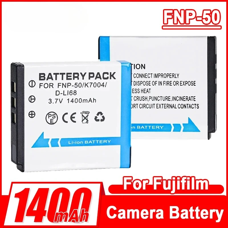 FNP-50 Battery 1400mAh 3.7V Rechargeable Batteries for Fujifilm FinePix F200EXR F75EXR F70EXR F100fd F60fd F50fd XF1 XP100