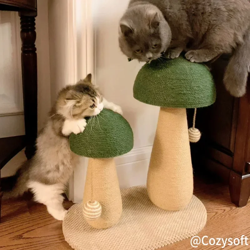 

Cat Scratching Post With Hanging Balls Mushroom Cat Scratch Post Sisal Scratcher For Cats Toys Furniture Protection Supplies