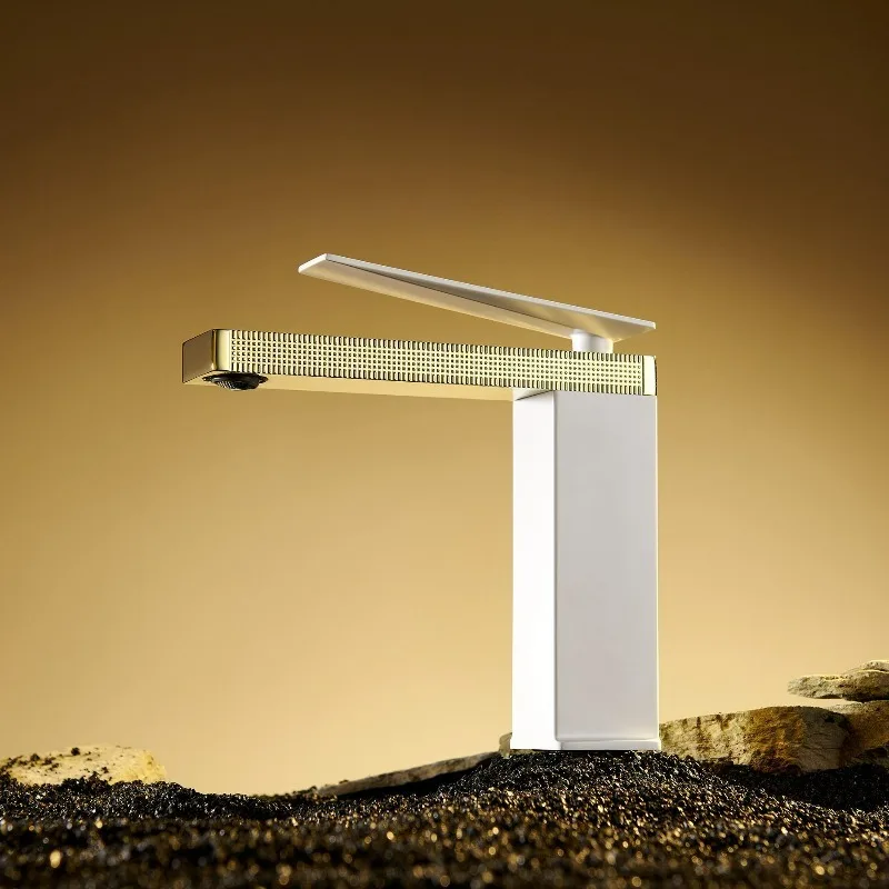 

Brushed Gold Brass Bathroom Faucet Hot and Cold Dual-use Basin Bathroom Mixer Gun Gray Faucet Lavtory Water Tap