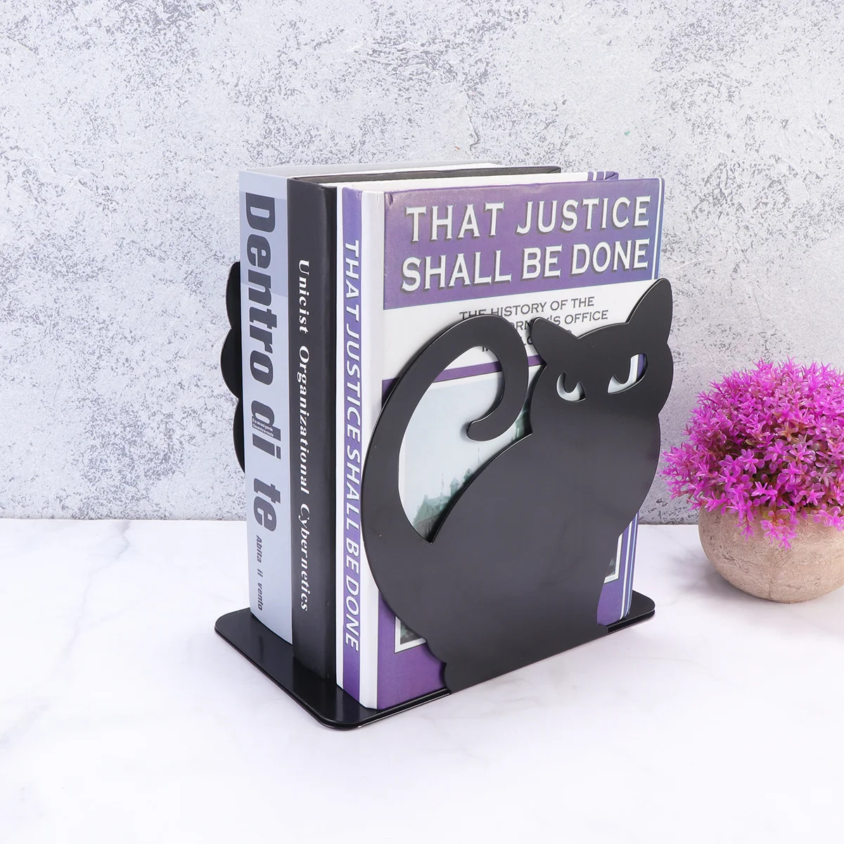 2 قطعة الدفتين القط الحديد معدن مكافحة الصدأ كتاب دعم للمنزل مكتبة غرفة الدراسة الأسود كتاب حامل الإطار المنظم