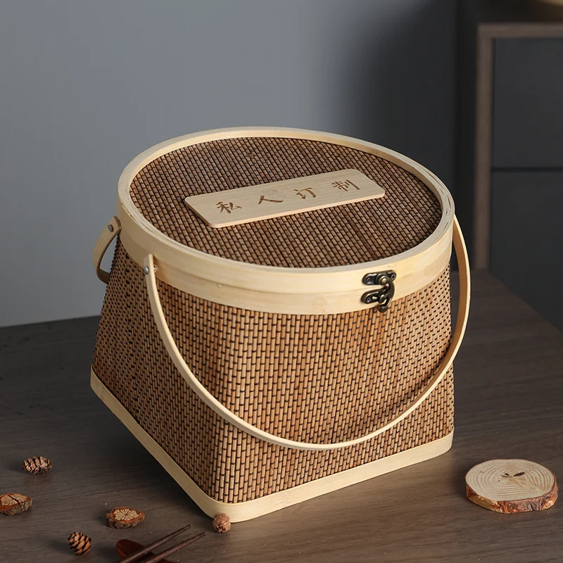 Natural Bamboo Handmade Storage Basket, Traditional Article Handicraft