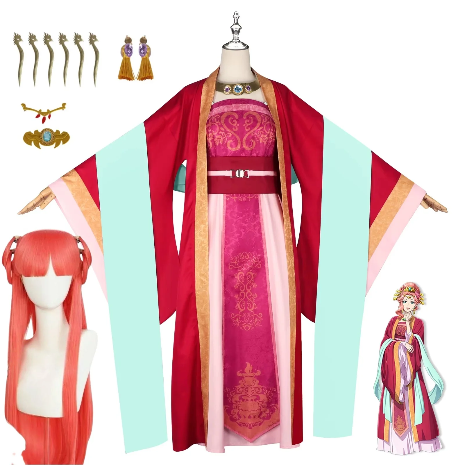 

Yuye Imperial Concubine Косплей Костюм Парик Аптекарь Дневники S2 Аниме Косплей Древнее Традиционное Платье Yuye Red Hanfu