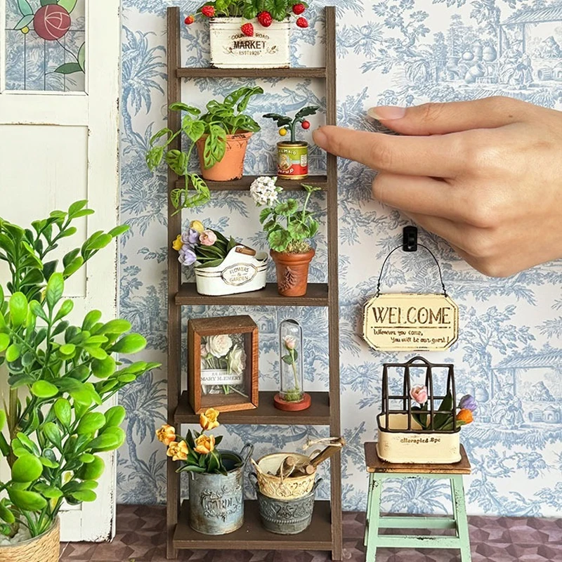 YESTARY BJD Dolls Furniture Ladder Against The Wall Shelf DIY Material Packs For 1/6 Blythe Dollhouse Furniture Miniature Items