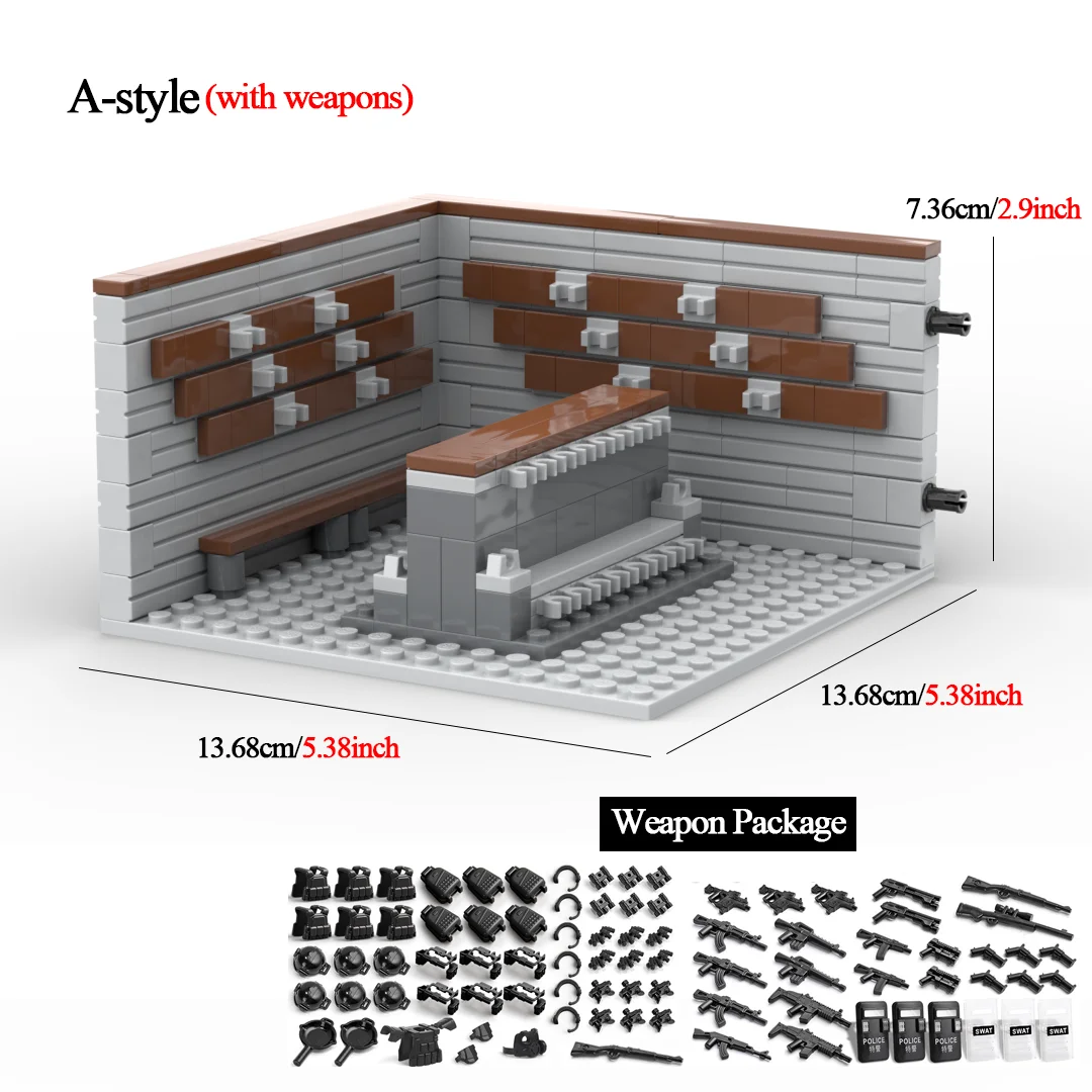 MOC Building Blocks Military Weapon Armory Weapon Rack Model SWAT Force Equipment Accessories Set Bricks Toys for Kid