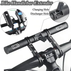 Bicycle Handlebar Extended Bracket with Rechargeable Batteries As Power Bank for Bike Headlight Holder Support MTB Accessories