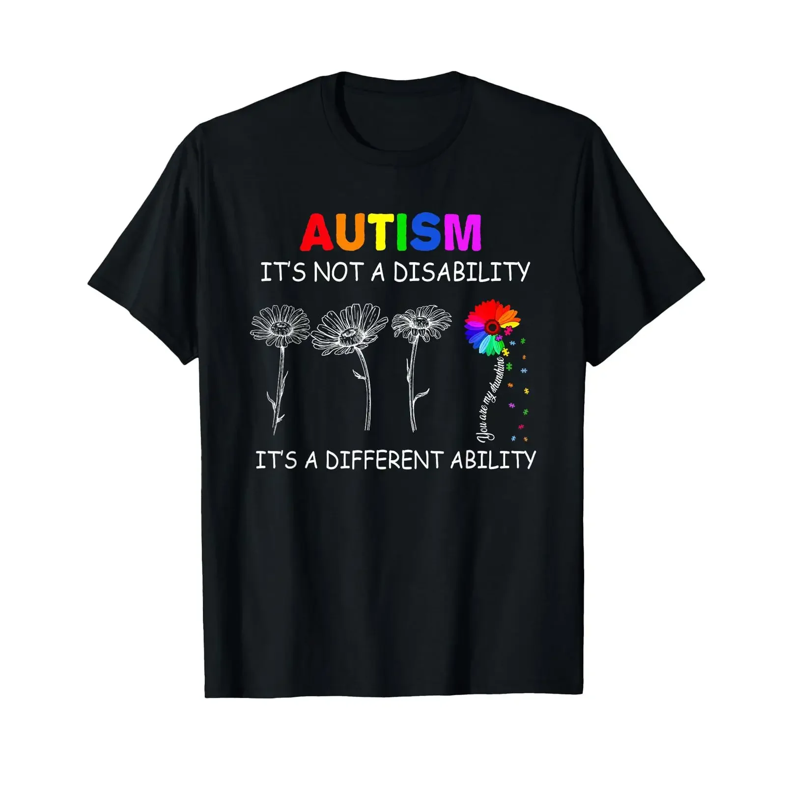 Not a Disability its Different Ability Autism Awareness T Shirt vintage Washed Stretched streetwear Versatile Slightly graphic