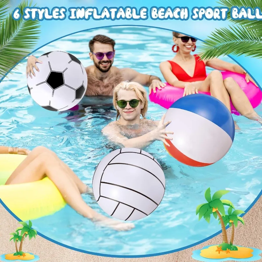 24 peças 16 Polegada mix esportes bolas de praia infláveis bolas de praia em massa esportes temáticos festa favores piscina float brinquedo para aniversário par