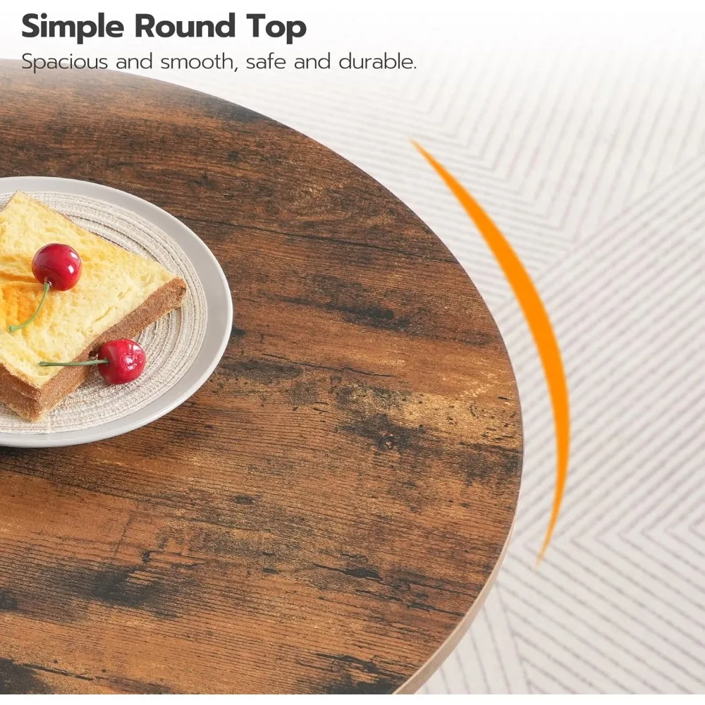 Round Bar Table, 35" Tall Pub Table, Cocktail Table with Base, Stable Counter Table with Non-Slip Base for Narrow Space, Bar He