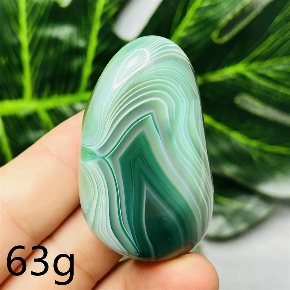 Natural Gemstone Green Lace Agate Palmstone Heart-shaped Hand-polished Home Room Decoration Witchcraft Prayer Spiritual Energ