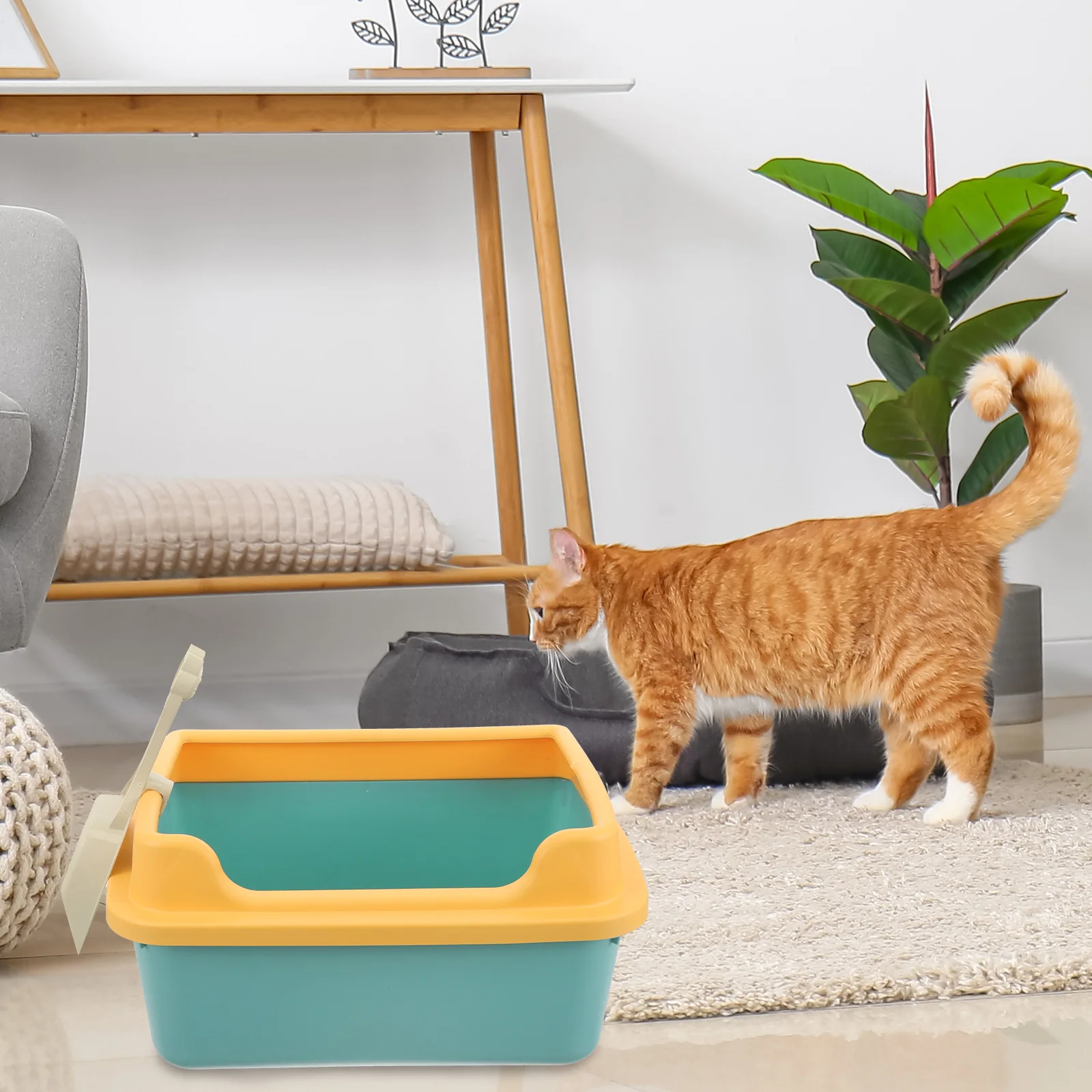 

1 set Semi Enclosed Bedpan Cat Pet Puppy Litter Litter Box Pan Toilet 45x30cm Small Pet Supplies Clean Home Decorative