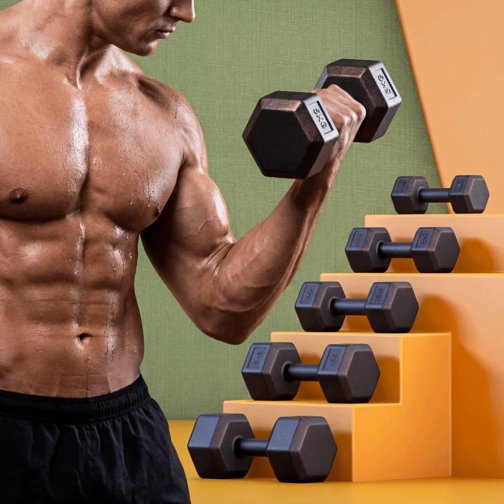Conjunto de 2 Halteres Hexagonais Ecológicos de 1/2/3/5kg, Halteres Antiderrapantes para Levantamento de Peso, Ferramenta de Academia em Casa, Equipamento Ergonômico de Fitness