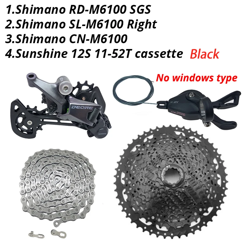Shimano Deore M6100 1x12 Speed Derailleurs Groepset 12 Speed Rechts Versnellingspook Deuvel CN Keten RD Sunshine Cassette 46T 50T 52T