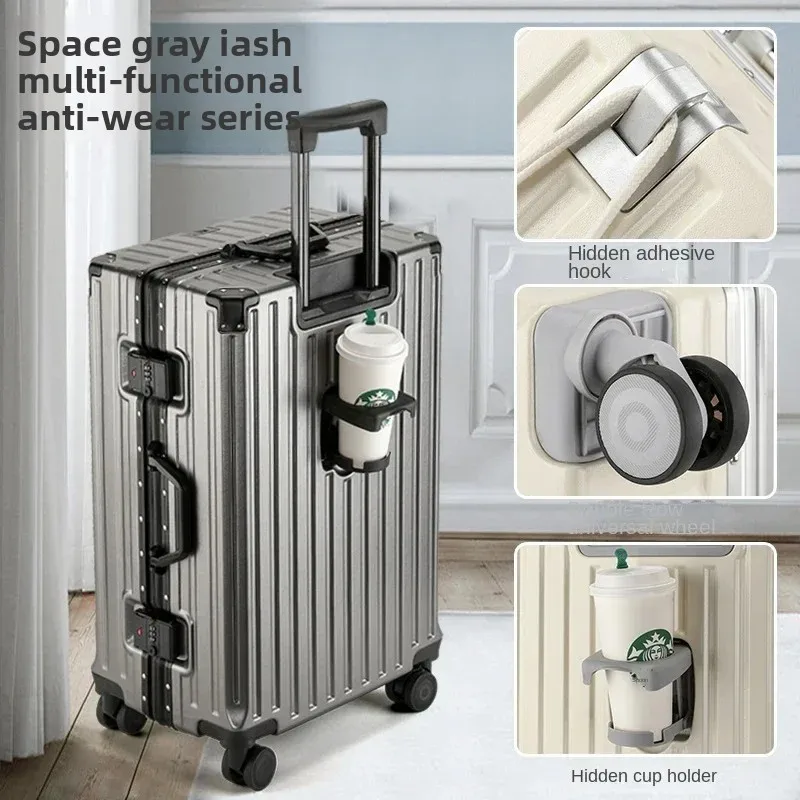 캐리어 20/24/28인치 수하물 컵 홀더 비밀번호 여행 가방 여성용 트롤리 케이스 여행 가방 남성용 PC 학생 여행 가방