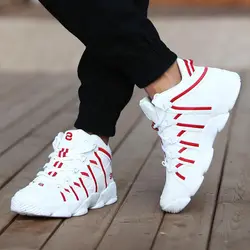 Zapatos Deportivos blancos para hombre y mujer, zapatillas deportivas de cuero sintético de talla grande 45, zapatos para caminar con cesta roja