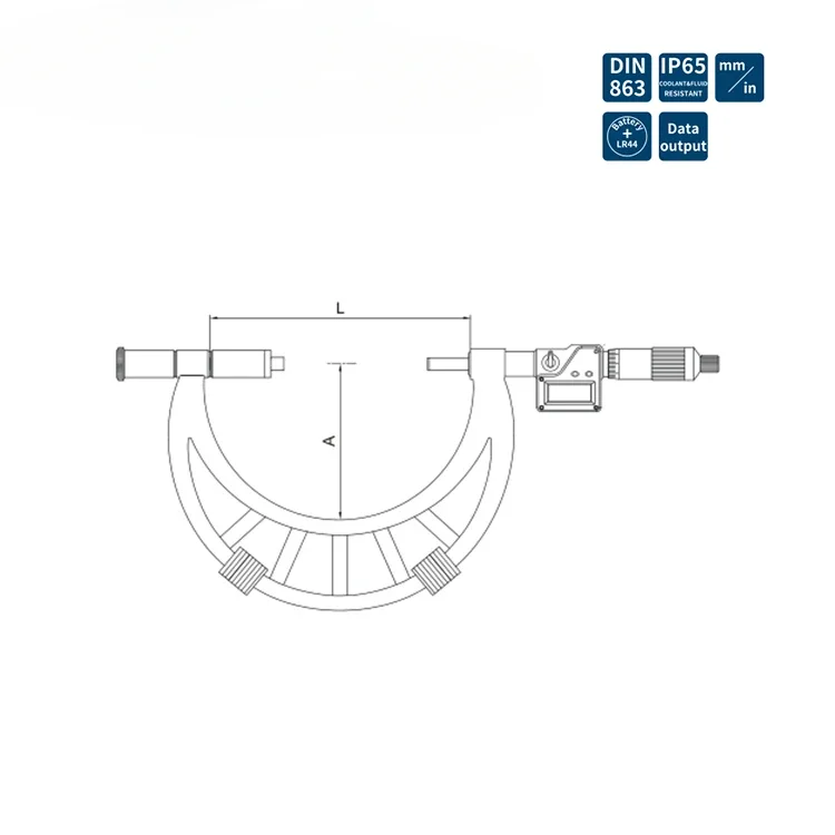 Alta Precisione 700-800mm 800-900mm Anveli Regolabili Tipo IP65 Micrometro Esterno Digitale Impermeabile Di Grandi Dimensioni