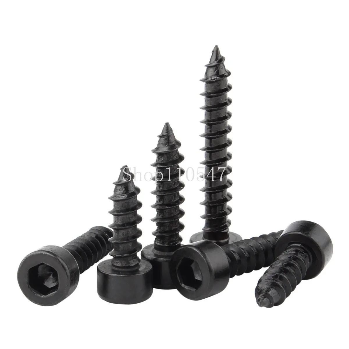 M2 M3 Steel 8.8 Grade Black Black Carbon Steel Allen Hex Hexagon Socket Cap Head Wood Self-tapping Screw 50/100/300Pcs