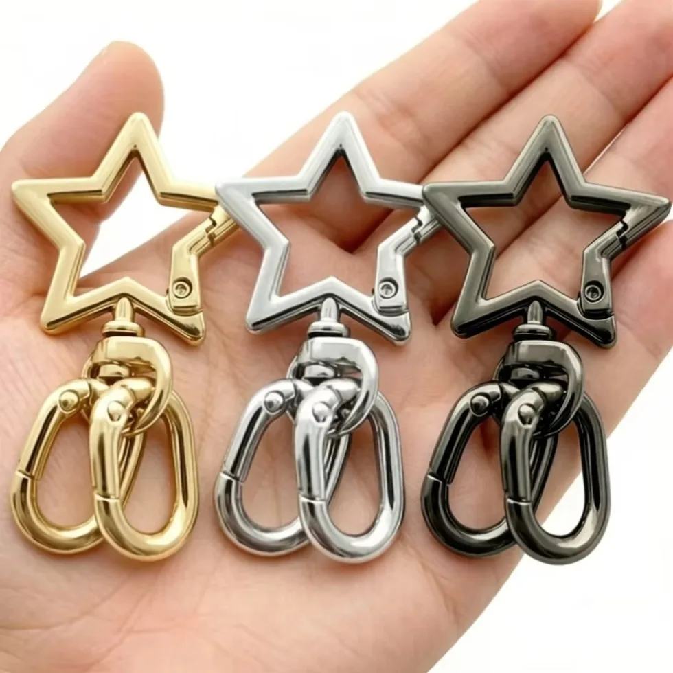 2-50 Sets Star Shaped Snap Keychain Lobster Claw Clasp Rotating Clasp with spring buckle for DIY Crafts Jewelry Accessory Gift