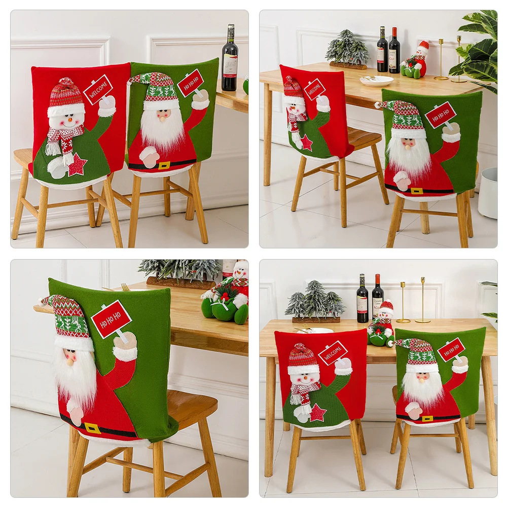 

Christmas Chair Back Covers Decorative for Dining Room Holiday Party Indoor Kitchen Decorations Reusable Xmas Chair Cover