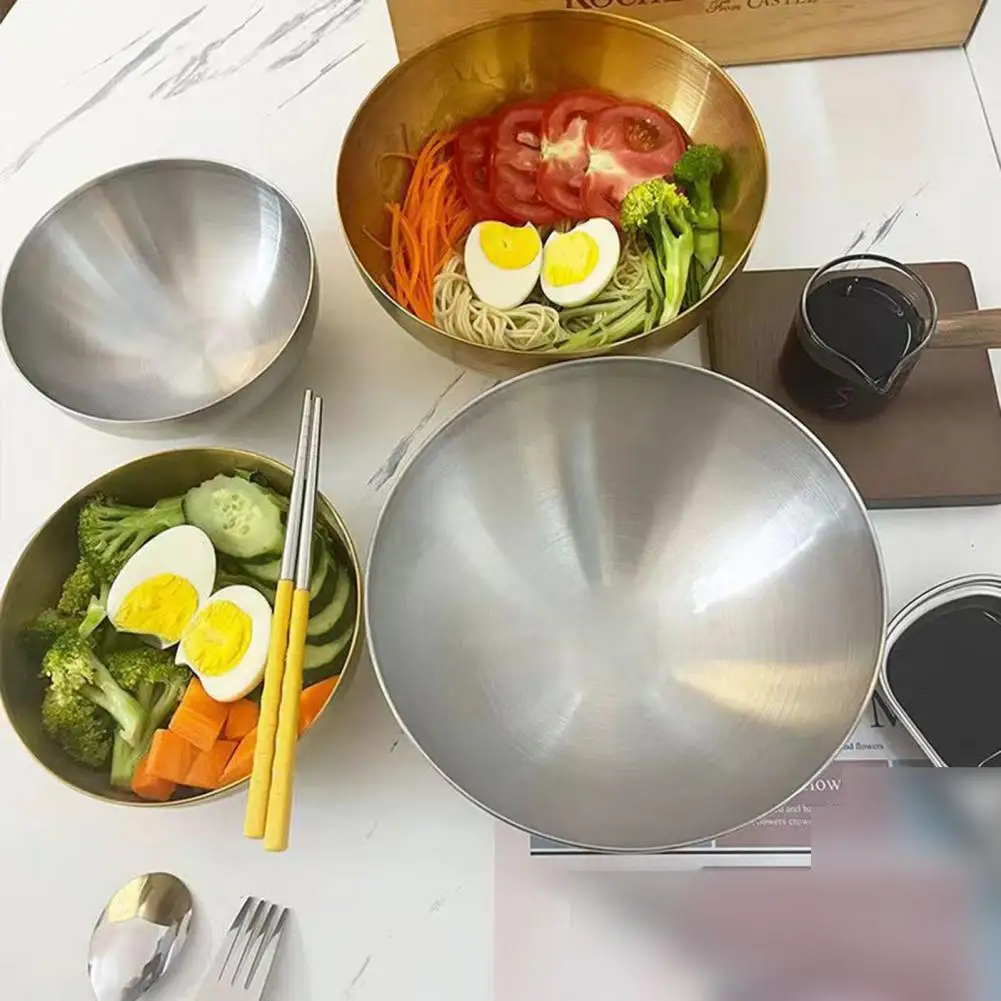 15/20cm Stainless Steel Korean Salad Bowl Safe Modern Rounded Edge Smooth Surface Stain-resistant Salad Ramen Bowl Kitchen Tool