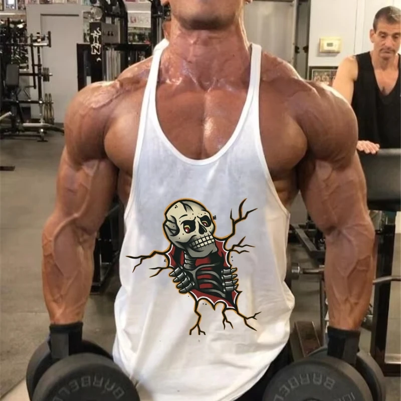 Stringer-Tanktop für Herren, für Fitnessstudio, Workout, Bodybuilding, schmale Passform, schnell trocknendes, ärmelloses Sporttraining-Shirt