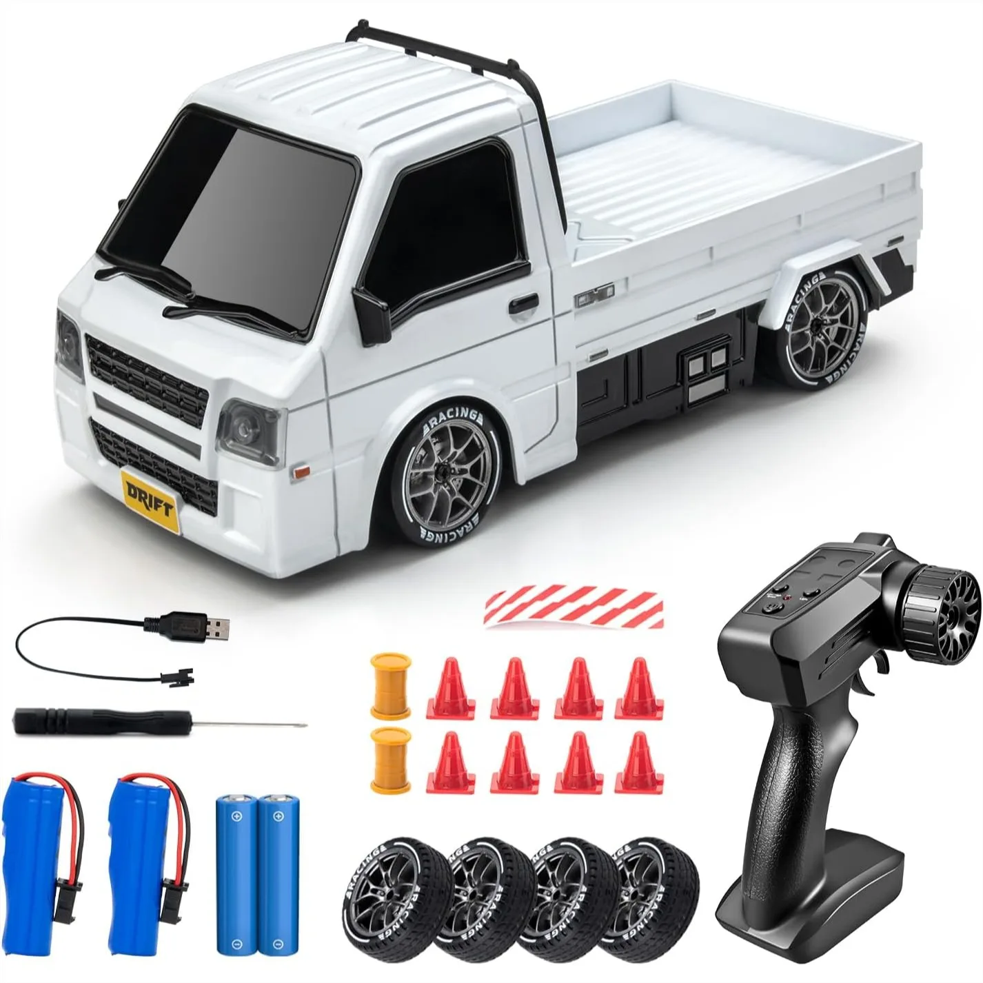 

1:24 RC Drift Car 2.4GHz 4WD High Speed Remote Control Truck With Drifting Tires And Two Batteries Racing Toy For Boys Girls Adults Kids