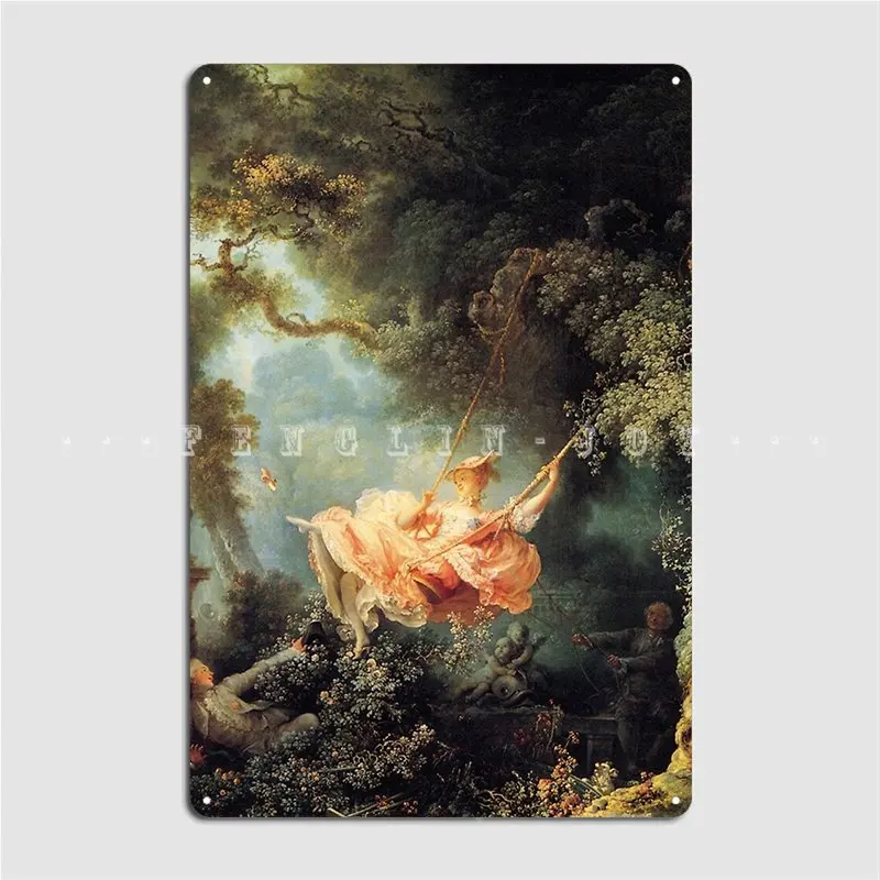 The Swing By Jean-Honoré Fragonard Poster Metal Plaque Cinema Living Room Cinema Designing Wall Plaque Tin Sign Poster