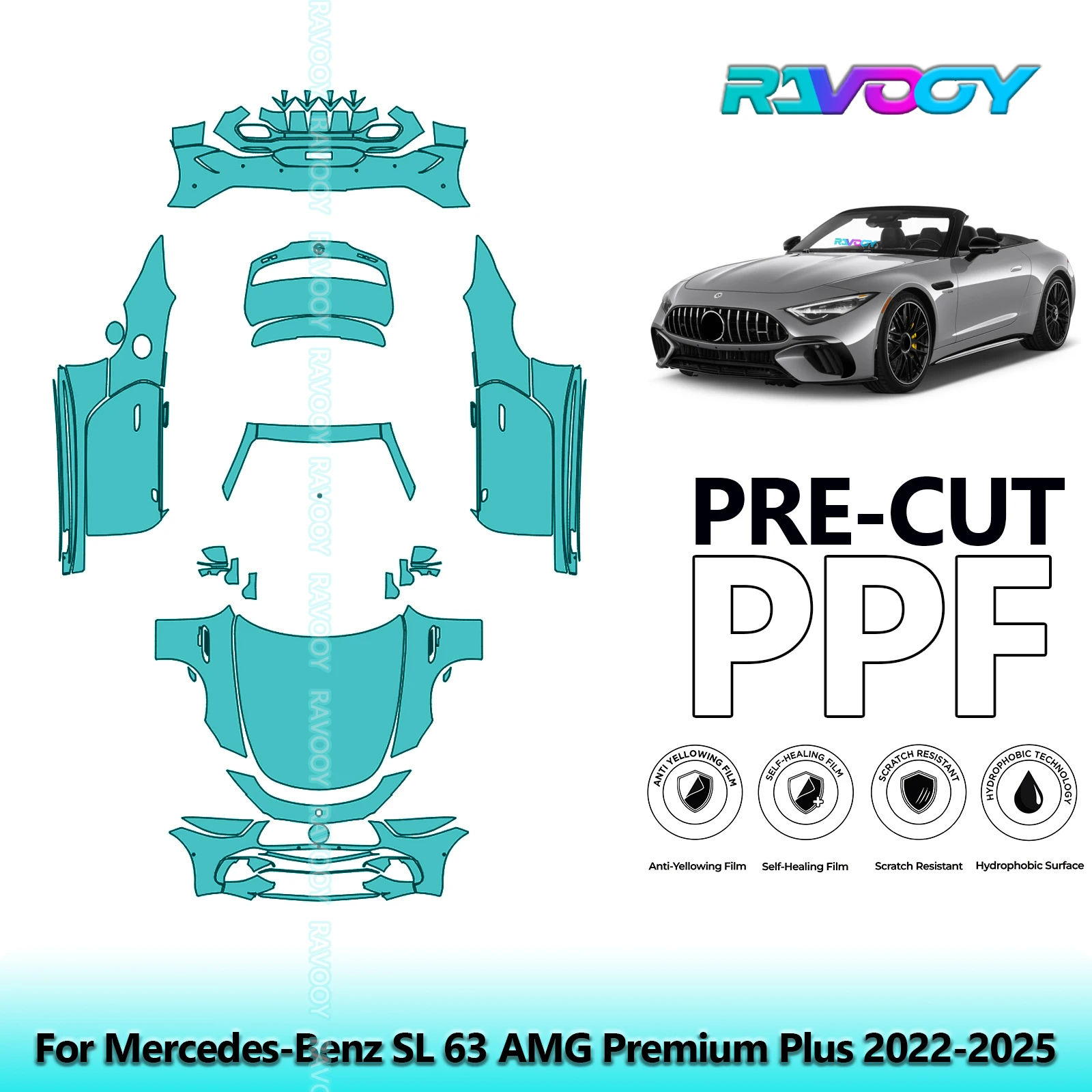 

Full Vehicle Clear Bra Precut PPF Paint Protection Film For Mercedes-Benz SL 63 AMG Premium Plus 2022-2025
