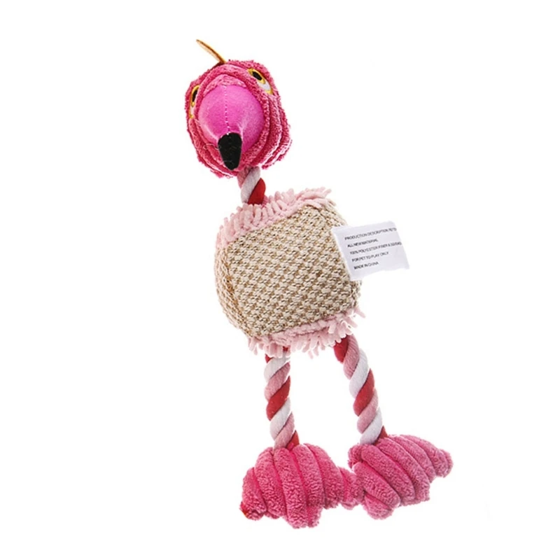 Dog Rope Fetching Toy Tug-of-war Game for Dogs Teething Chew Molar Toy Dog Cartoon Flamingo Toy for Indoor Dogs H7EA