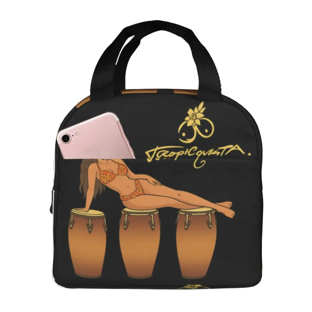 Karol G Mermaid Reggae Ainger Karol G Tropicoqueta Resuable Lunch Boxes Women Leakproof Cooler Thermal Food Insulated Lunch Bag