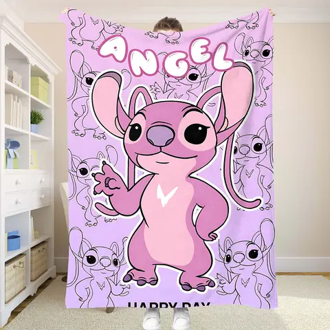 Throw Blankets Stitch and Angel & Throws Blanket Summer Comforter Bedspread on the Bed Anime Home Decoration Cooling Sofa Picnic