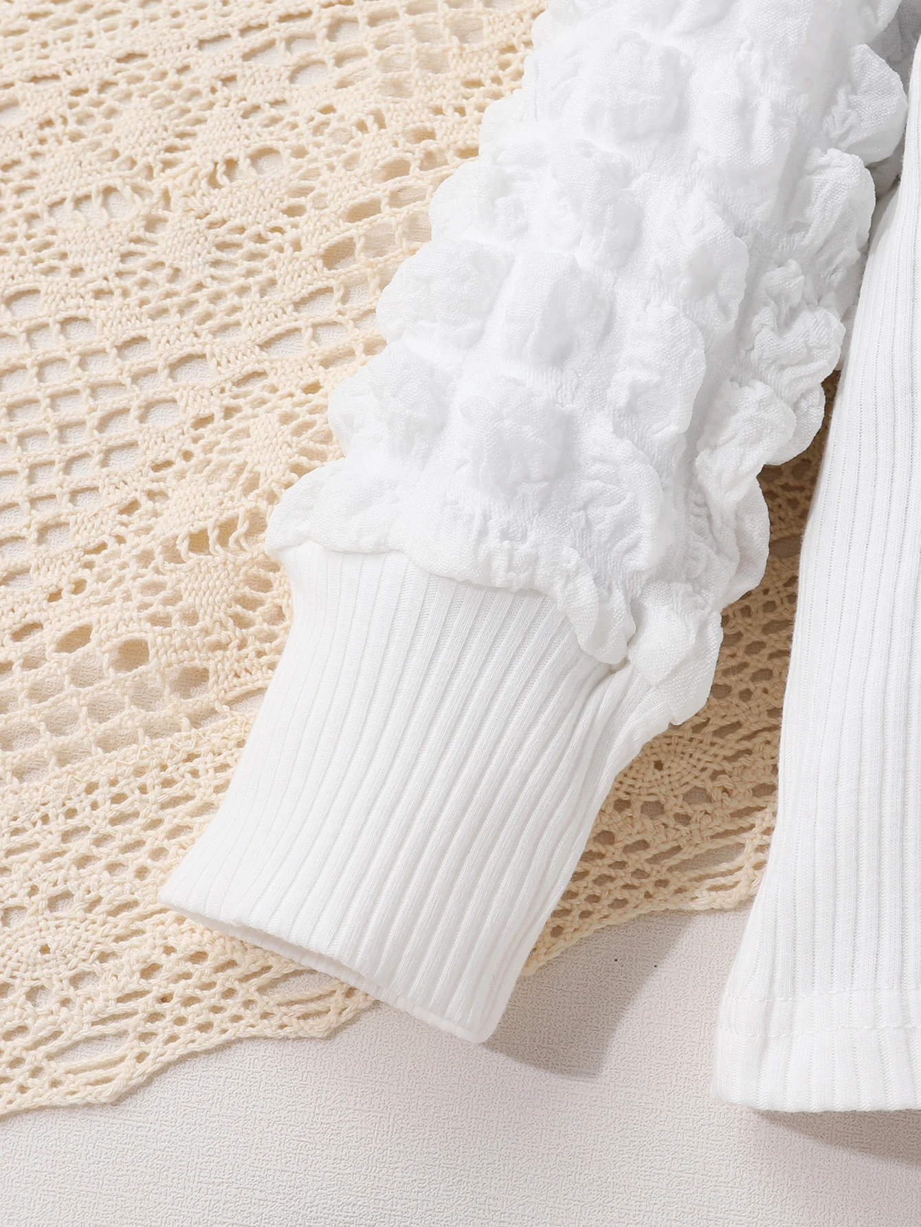 Girls Cute 2pcs Set, Ribbed Long Sleeve Top With 3D Bowknot & Ruffle Hem Mini Skirt In Pink, Autumn/Winter