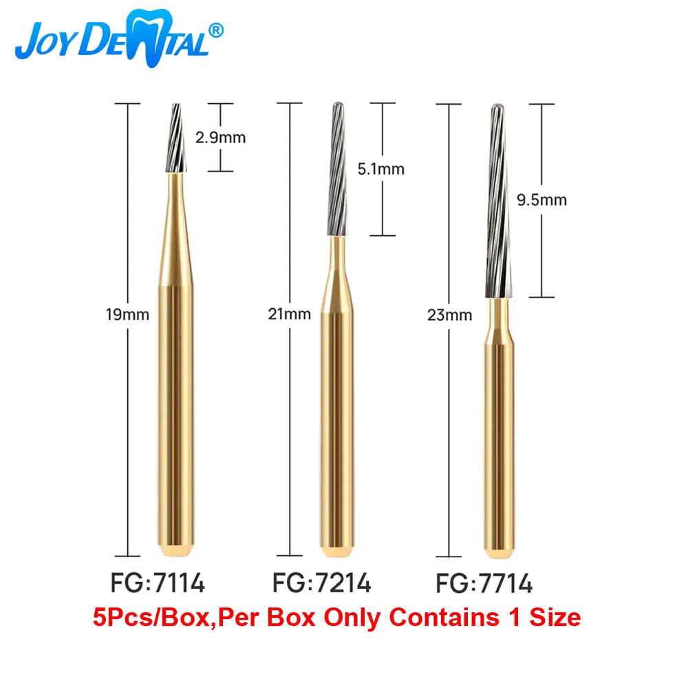 

5 шт./кор. стоматологические боры из карбида вольфрама, стоматологический инструмент для обрезки и отделки FG7114/FG7214/FG7714 для высокоскоростного наконечника