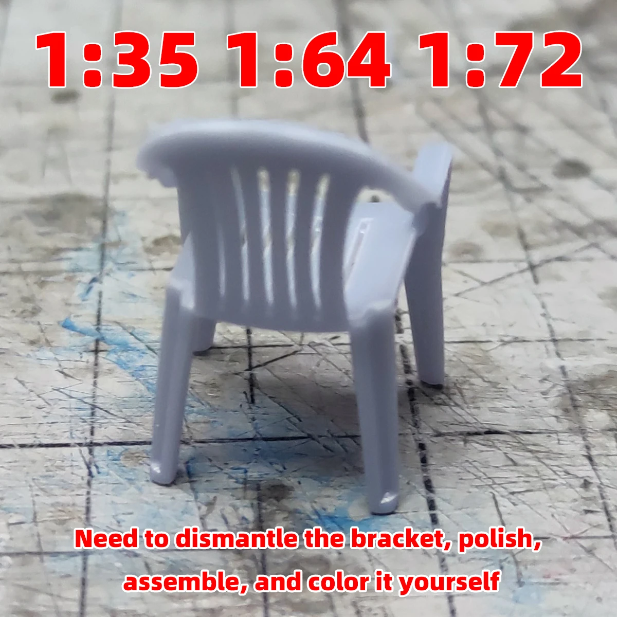 Zusammenbaubarer quadratischer Kunststoffhocker, Outdoor-Stühle, weiche Dekoration, Miniatur-Diorama, Gebäudemodellbausatz, Maßstab 1/72, 1/64, 1/35, 1/32 – Detail 7