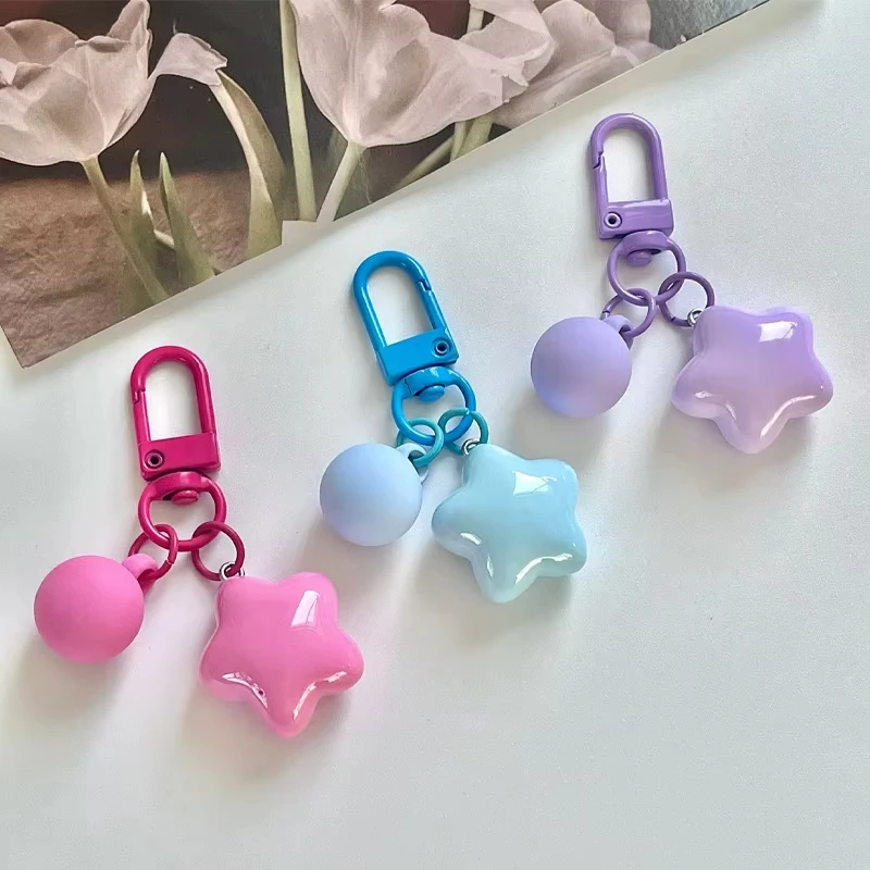 Colorful Stars Keychain Resin Star Keychain For Women Girls Earphone Case Backpack Decoration Car Key Ring Decoration