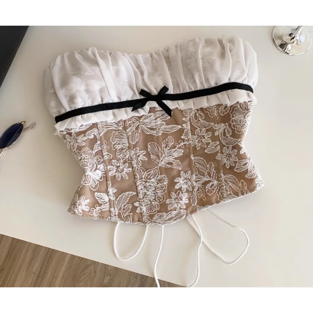 

Chic Vintage Embroidered butterfly off shoulder Tank Top Korean Fashion autumn Women Sling Crop Top