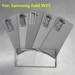 Aramid Fiber Case for Samsung Fold W25 Ultra Thin Phone Cover Genuine Carbon Fabric Fiber Metal Shell for Fold W25